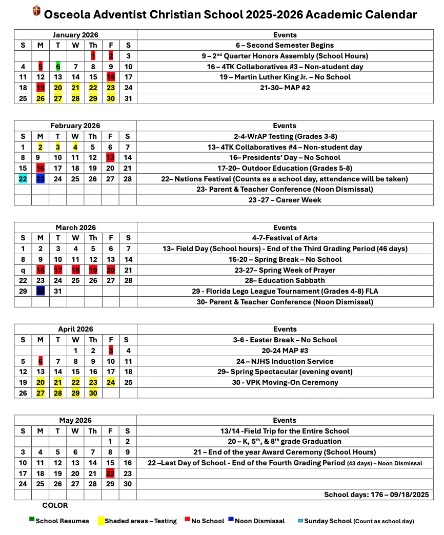 School Year Calendar 2026